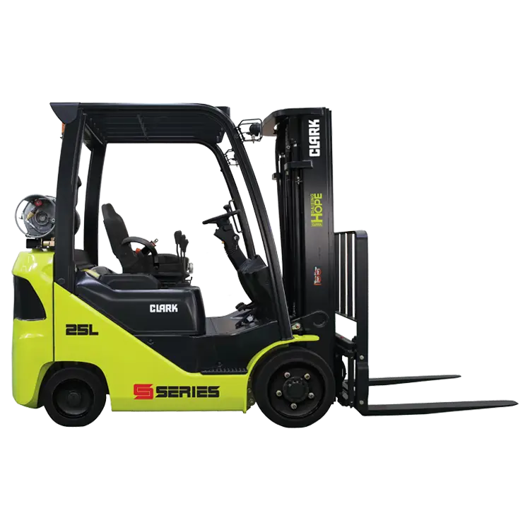 Side view of Clark Internal Combustion Cushion S25C forklift